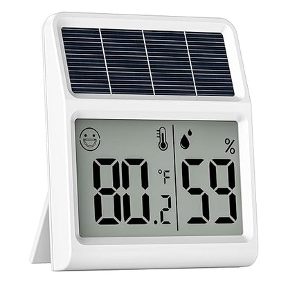 Digital Indoor Thermometer & Hygrometer, Light Powered Solar Indoor Temperature by BaldrInc