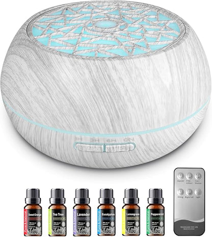 550ml Large Capacity Essential Oil Diffuser 6 Essentil Oil Set Aromatherapy by Unknown