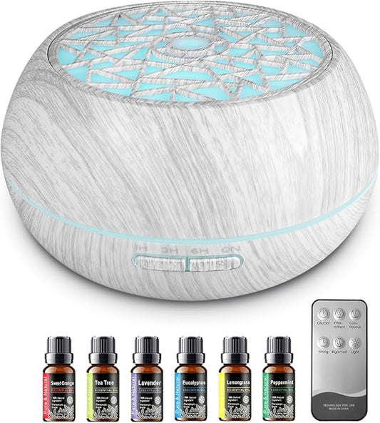 550ml Large Capacity Essential Oil Diffuser 6 Essentil Oil Set Aromatherapy by Unknown