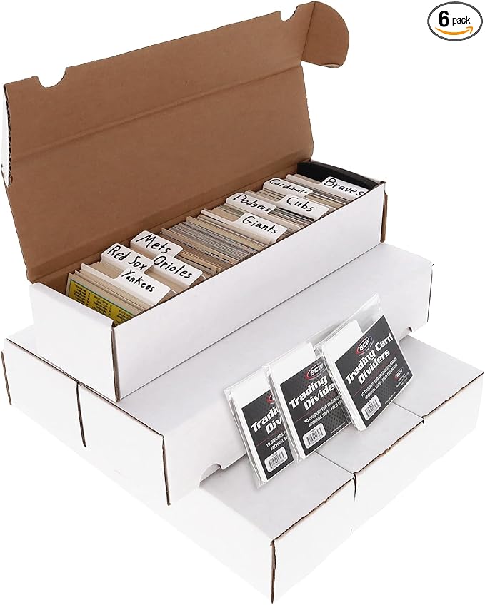 BCW 800ct Trading Card Storage Box & Horizontal Card Dividers – 6 Boxes & 30 by BCW