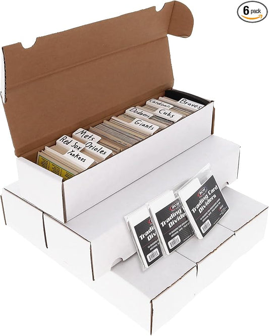 BCW 800ct Trading Card Storage Box & Horizontal Card Dividers – 6 Boxes & 30 by BCW