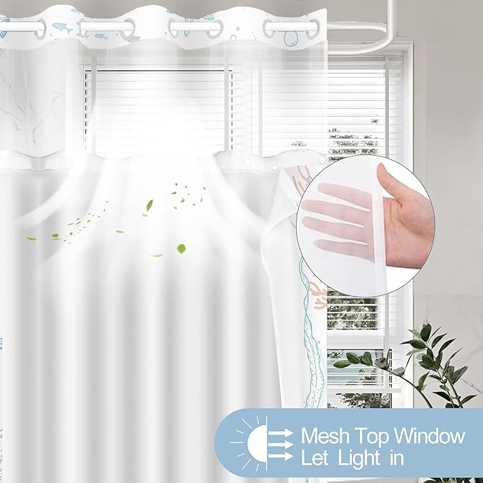 Long No Hook Shower Curtain - Image 3