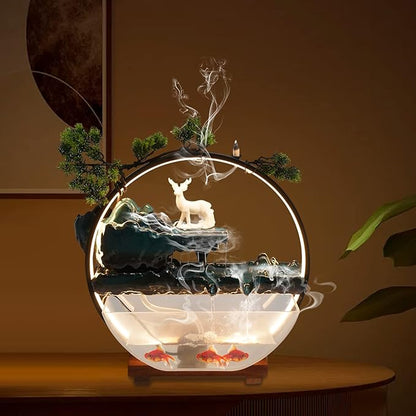 17Inch Mini Fish Tank Tabletop Decoration Indoor Waterfall Fountains Humidifier - Image 8