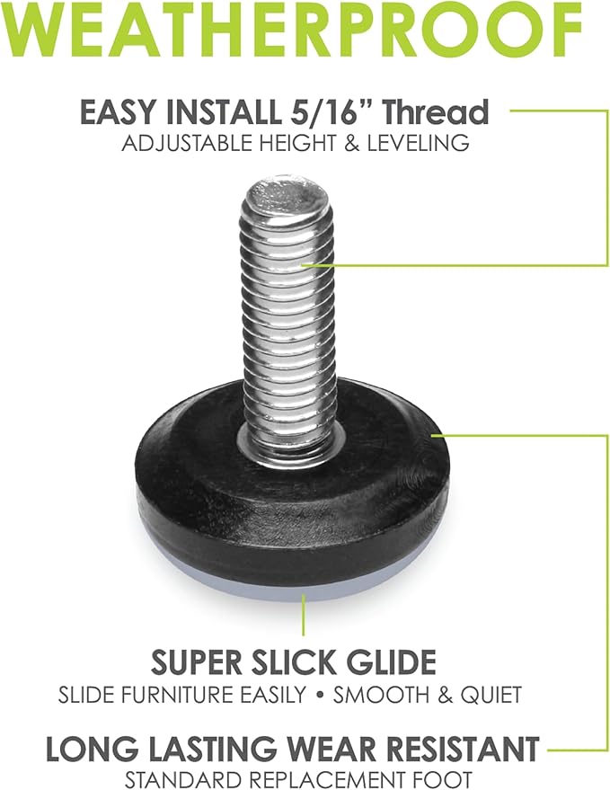 Slipstick Gorilla Outdoor Adjustable Furniture Levelers Weatherproof Screw in - Image 2