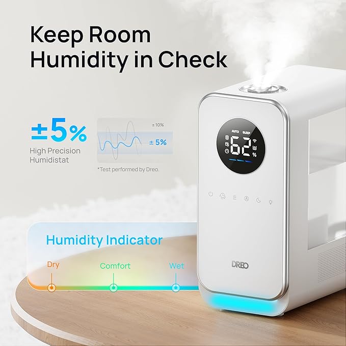 DREO Humidifiers for Bedroom, Top-filled Smart Quiet Cool Mist Humidifier for - Image 2