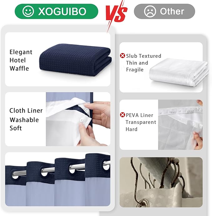 No Hook Shower Curtain and Liner Set - Image 5
