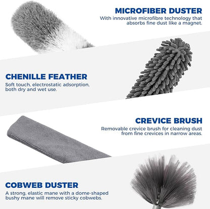 9Pcs Dusters for Cleaning Kit, Extendable Microfiber Duster Tools - Image 3