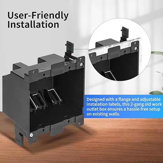 Black 2-Gang Old Work Outlet Box, 25 Cubic Inch. Capacity – 4-1/3" Length x - Image 2