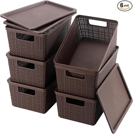 6 Pack Plastic Storage Baskets by WRRLORS