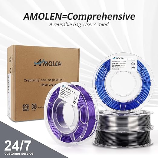 AMOLEN Silk 3D Printer Filament Bundle, PLA Filament 1.75mm Pack, Shiny 3D - Image 6