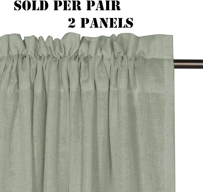 H.VERSAILTEX Linen Curtains Elegant Natural Linen Semi Sheer Curtains Energy - Image 2