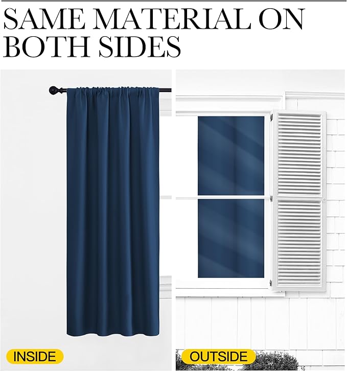 NICETOWN Kitchen Curtains, Short Blackout Curtains & Drapes, Moroccan Blue - Image 5
