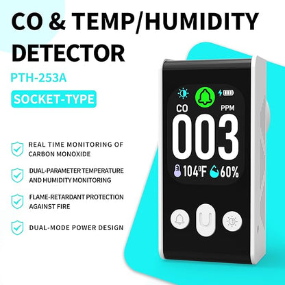 Protmex Carbon Monoxide Detector, 3-in-1 Plug-in CO Alarm - Image 2