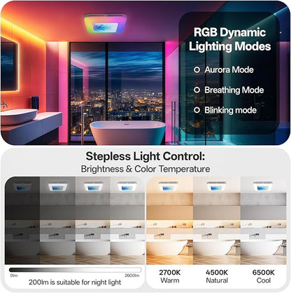 Bathroom Exhaust Fan with Light Humidity Sensor, Bathroom Fan with Odor & - Image 7