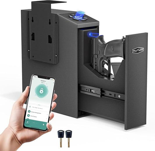 Gun Safe for Handgun, Slider Biometric Pistol Safe, 4 Ways Quick Access by Mutak