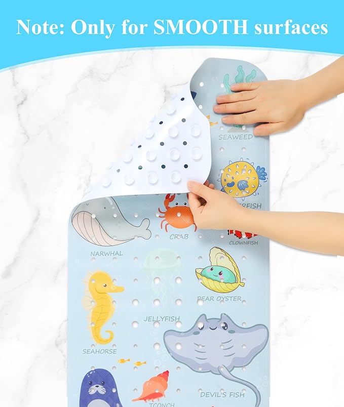 Bath Mat for Tub Non Slip, Machine Washable Anti-Slip Cartoon Baby Bathtub - Image 3