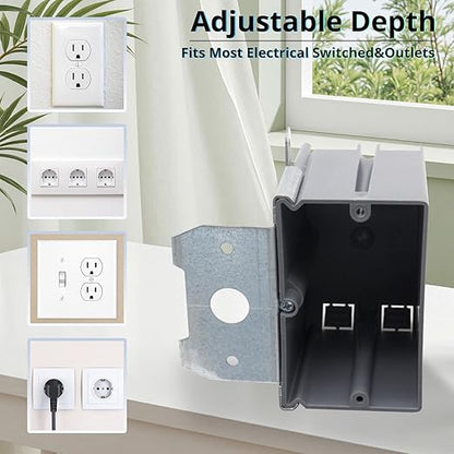 MAKERELE 1-Gang Adjustable Electrical Outlet Box, 21 Cubic Inches Adjustable - Image 3