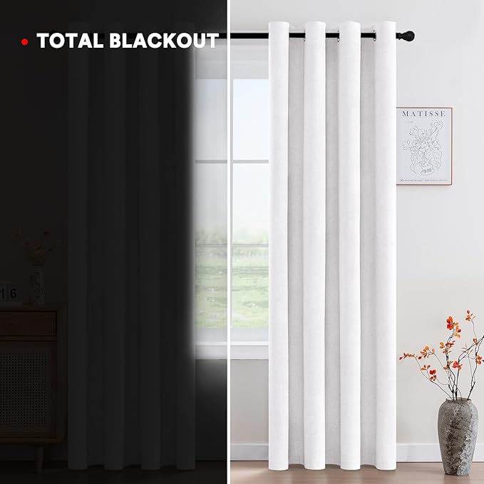 PrinceDeco Natural Linen Curtains 100% Blackout Curtains - Image 3