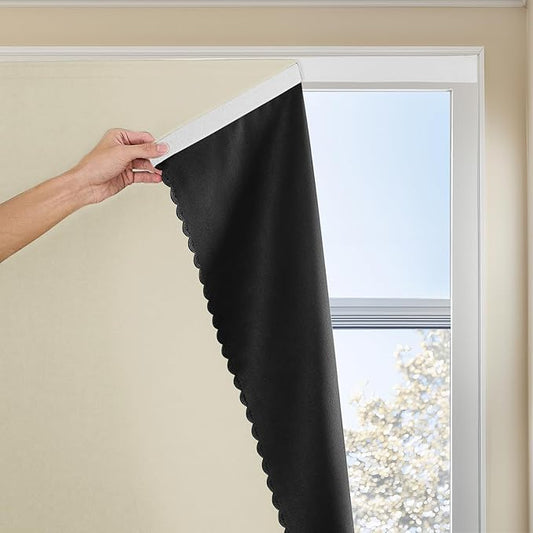 Adhesive Curtain 100% Blackout No-Drill Easy Install by JILRON
