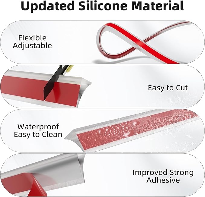 67 Inch Selfadhesive Shower Threshold Water Dam Barrier Silicone Waterproof - Image 3