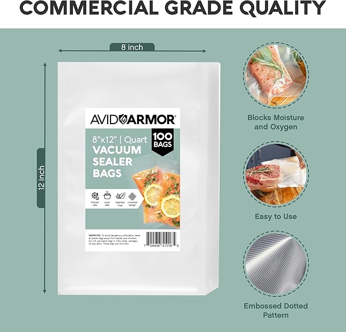 Avid Armor Vacuum Sealer Bags Quart 8x12 Inch 100 Pack - Image 7