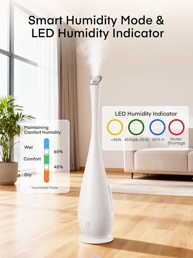 FOHERE Humidifiers for Bedroom Large Room, 5L Cool Mist Quiet Humidifier 48H - Image 4