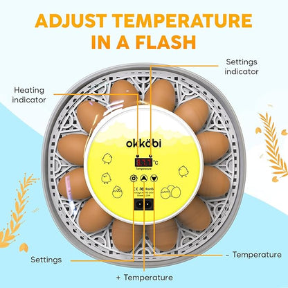 Okkobi M12 Egg Incubator with Automatic Turner and Humidity Control - Image 2