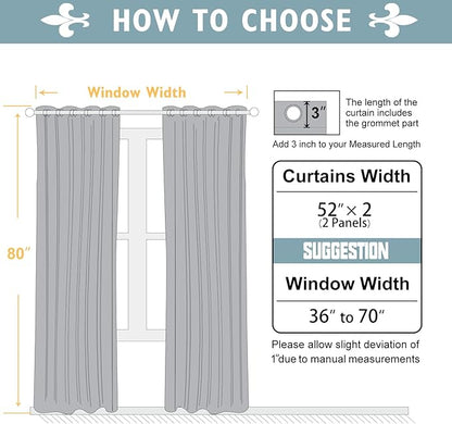 ChrisDowa Room Darkening Curtains 80 Inches Long 2 Panels Set - Image 5