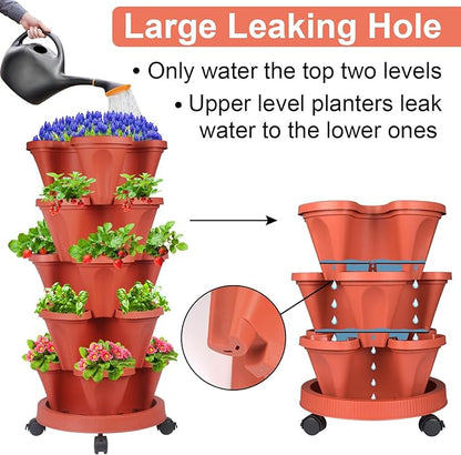 DUNCHATY 5 Tier Plant Pot, Vertical Garden Planter, Strawberry Planter - Image 4
