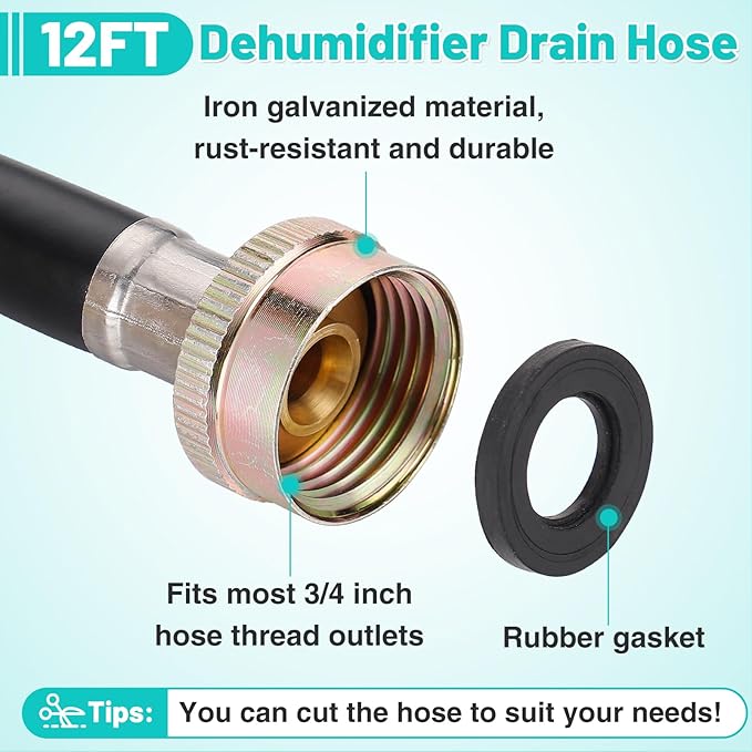 Leakproof Dehumidifier Drain Hose 3/4" FHT - 12 FT Thickened Dehumidifier Hose - Image 4