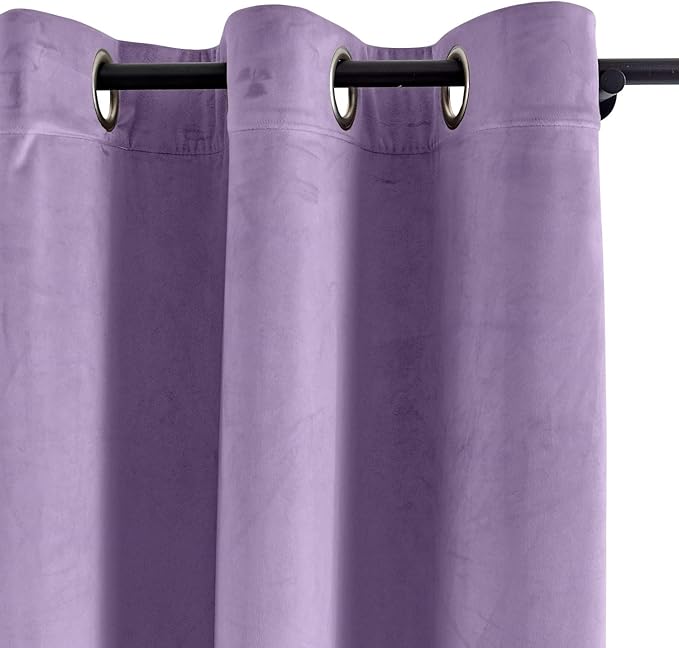 ChadMade Blackout Lined Premium Velvet Curtain Voilet 100Wx120L Inch, Eyelet - Image 2