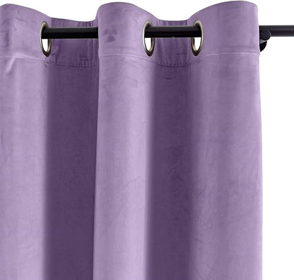 ChadMade Blackout Lined Premium Velvet Curtain Voilet 72Wx84L Inch, Eyelet - Image 2