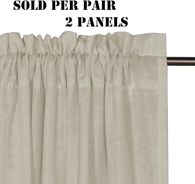 H.VERSAILTEX Linen Curtains Elegant Natural Linen Semi Sheer Curtains Energy - Image 2
