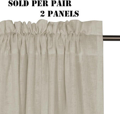 H.VERSAILTEX Linen Curtains Elegant Natural Linen Semi Sheer Curtains Energy - Image 2