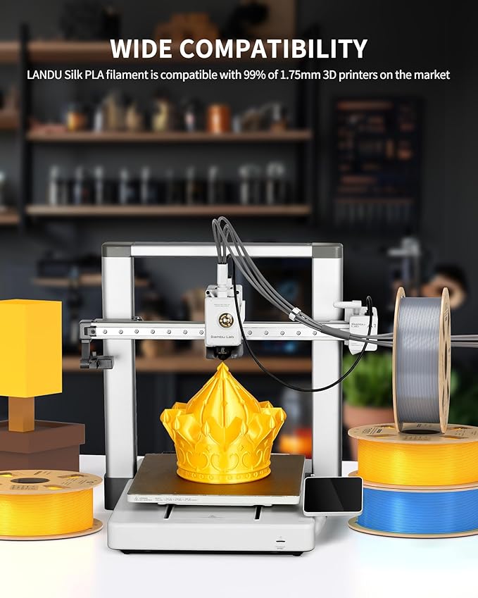 LANDU Silk PLA Filament 1.75mm Gold 2KG, 3D Printer Filament Dimensional - Image 5