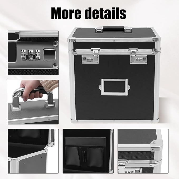 Aluminum Alloy File Organizer Box, 13.8x10x13.4in Portable File Box - Image 6