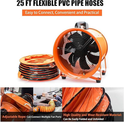 dreamdragon 8" High-Velocity Portable Utility Blower Fan, Industrial Exhaust Fan - Image 5
