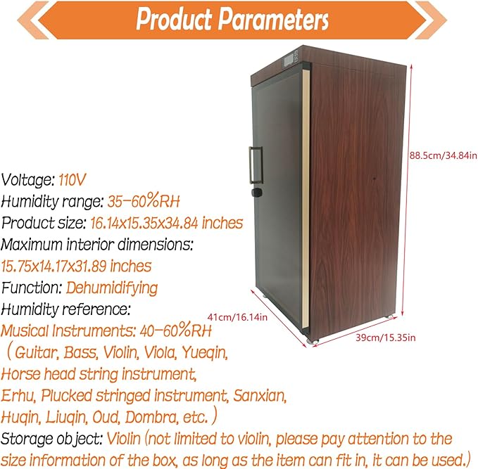 Musical Instrument Dehumidifying Dry Cabinet Box Bass Violin Display Case - Image 2