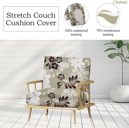 14 Pcs Waterproof Patio Cushion Covers, Floral Printed Stretch Outdoor Sofa - Image 4