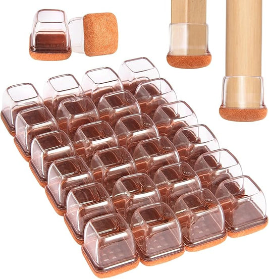 Square Chair Leg Floor Protectors Medium 24Pcs, Silicone Chair Leg Protectors by YTEACIUL