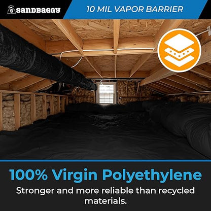 Sandbaggy 20 ft x 100 ft Vapor Barrier 10 Mil | Polyethylene | Black Plastic - Image 7