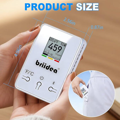 Wireless Indoor Air Quality Monitor, Briidea Bluetooth Portable CO2 Detector - Image 6