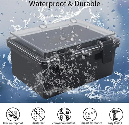 Junction Box, Hinged Black Clear Cover IP67 Waterproof ABS Project Box - Image 2