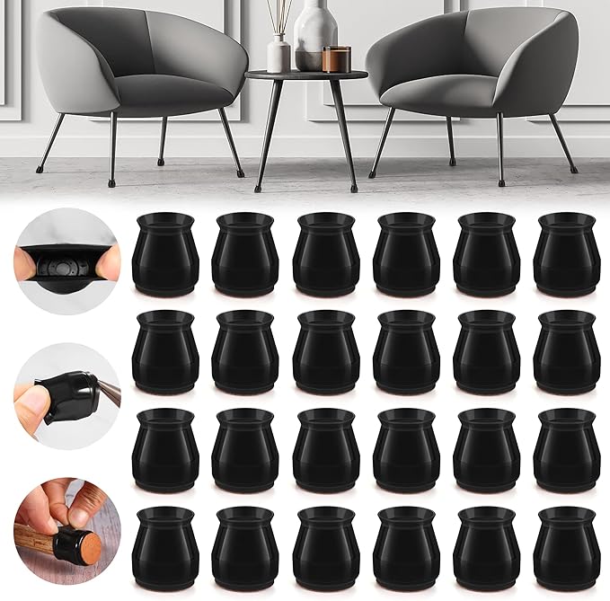 24PCS Upgraded Silicone Chair Leg Floor Protectors by Violibar