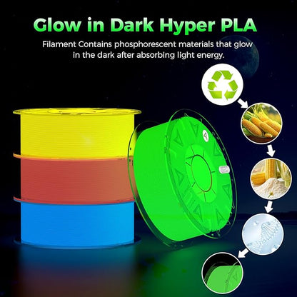 Creality Glow in The Dark Hyper PLA Filament, 3D Printer Filament Bundle - Image 5