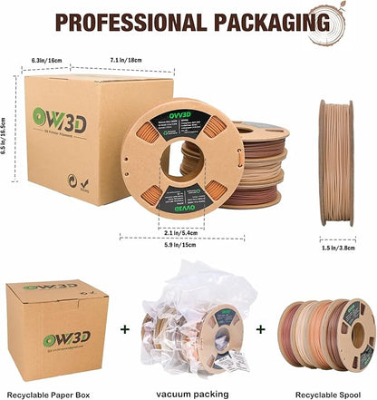 OVV3D Wood 3D Printer Filament Bundle, Wood PLA Filament 1.75mm Bundle - Image 6