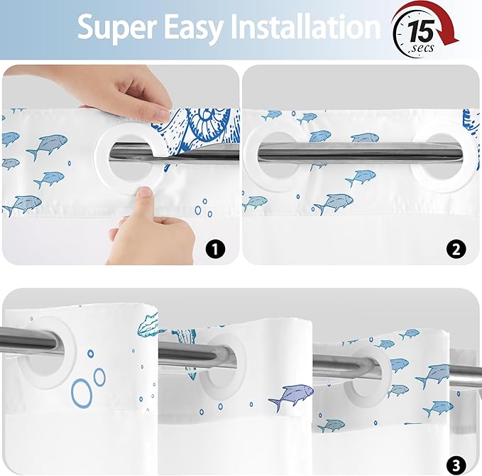 Extra Long No Hook Shower Curtain - Image 6
