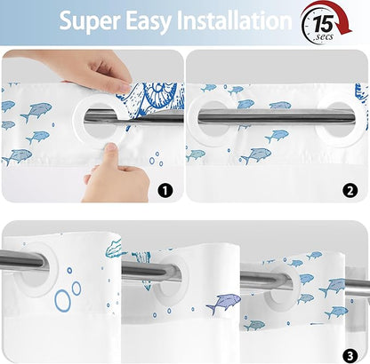 Extra Long No Hook Shower Curtain - Image 6