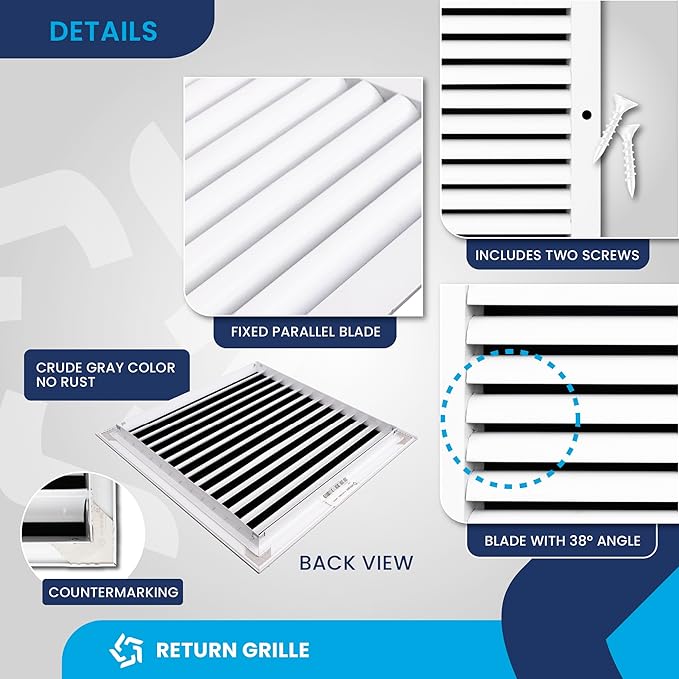 16x16 Inch Air Return Vent Cover Decorative – Premium Aluminum AC Vent Cover - Image 9