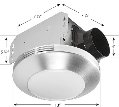 Homewerks 7117-01-BN Bathroom Integrated LED Light Ceiling Mount Exhaust - Image 2